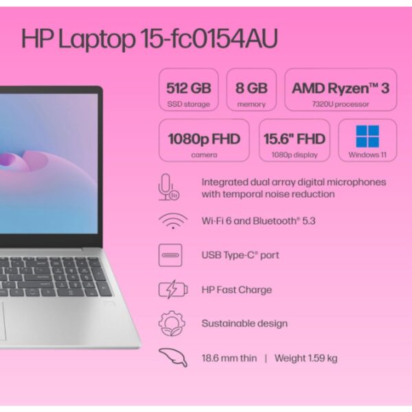 HP 15 Laptop, AMD Ryzen 5 5500U