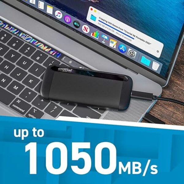 Crucial X8 1TB Portable SSD – USB 3.2 | USB-C & USB-A Compatible