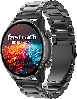 Fastrack Astor FR2 Pro 1.43" AMOLED Stainless Steel Smart Watch with SpO2, Heart Rate, BT Calling, Adaptive AOD, Functional Crown, AI Voice Assistant – Smartwatch for Stylish Professionals (Gun Grey)
